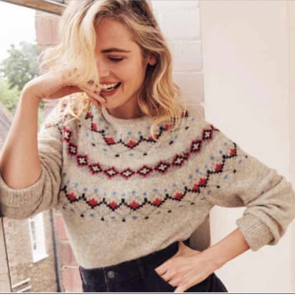 Fat Face Cream Fair Isle Sweater